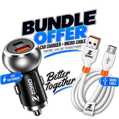 ZORO Bundle Offer – Fast Car Charger + Micro Data Cable