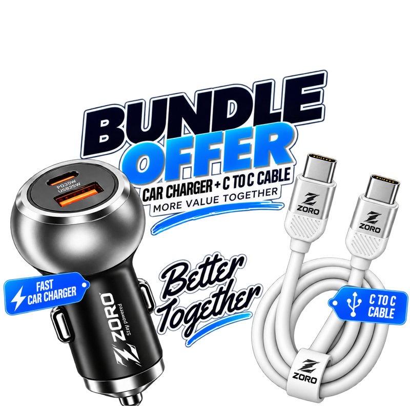 ZORO Car Charger + Type-C to Type-C Cable Bundle Offer